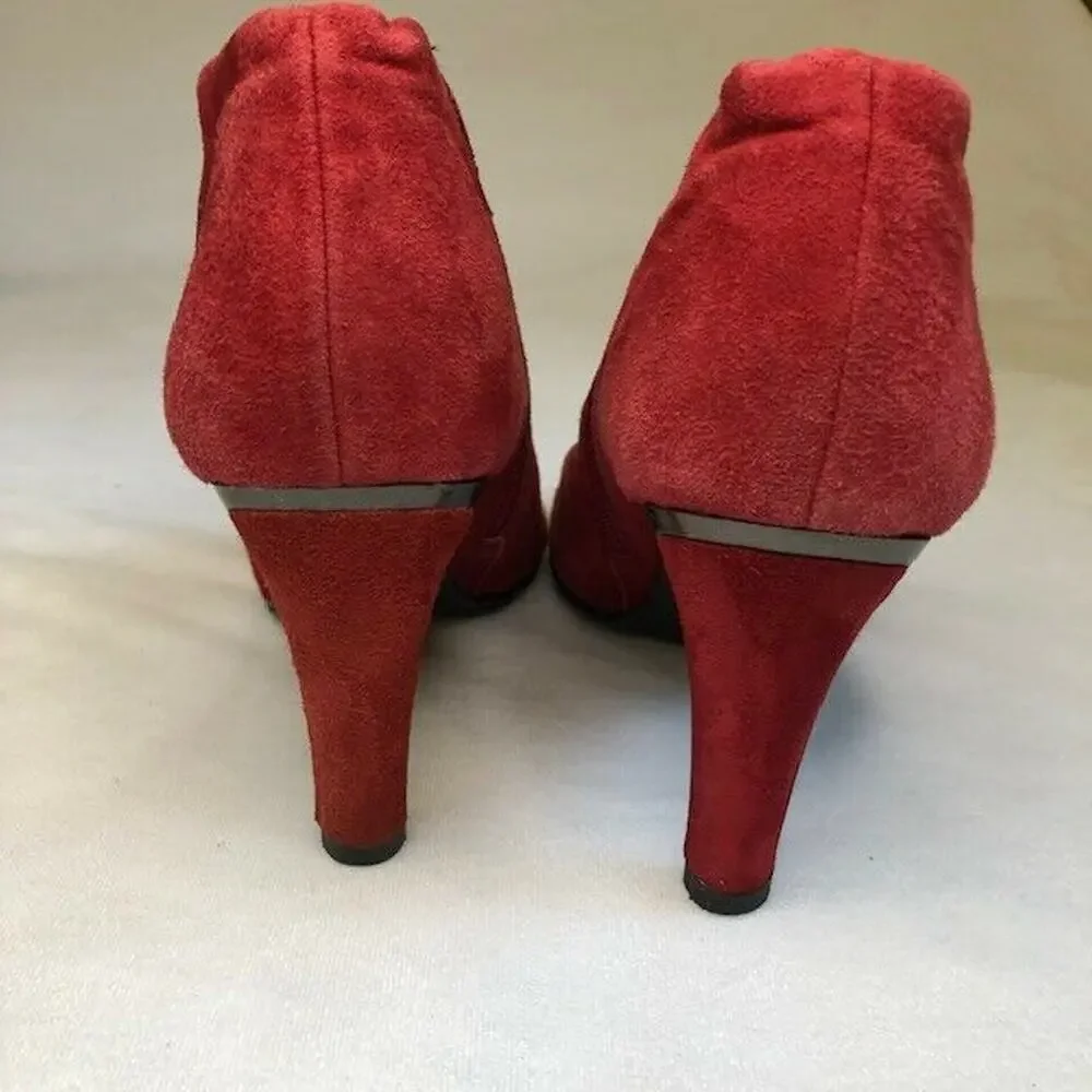 Moda faux suede red stiletto heel bootie size 10 (3.5") - Picture 3 of 6